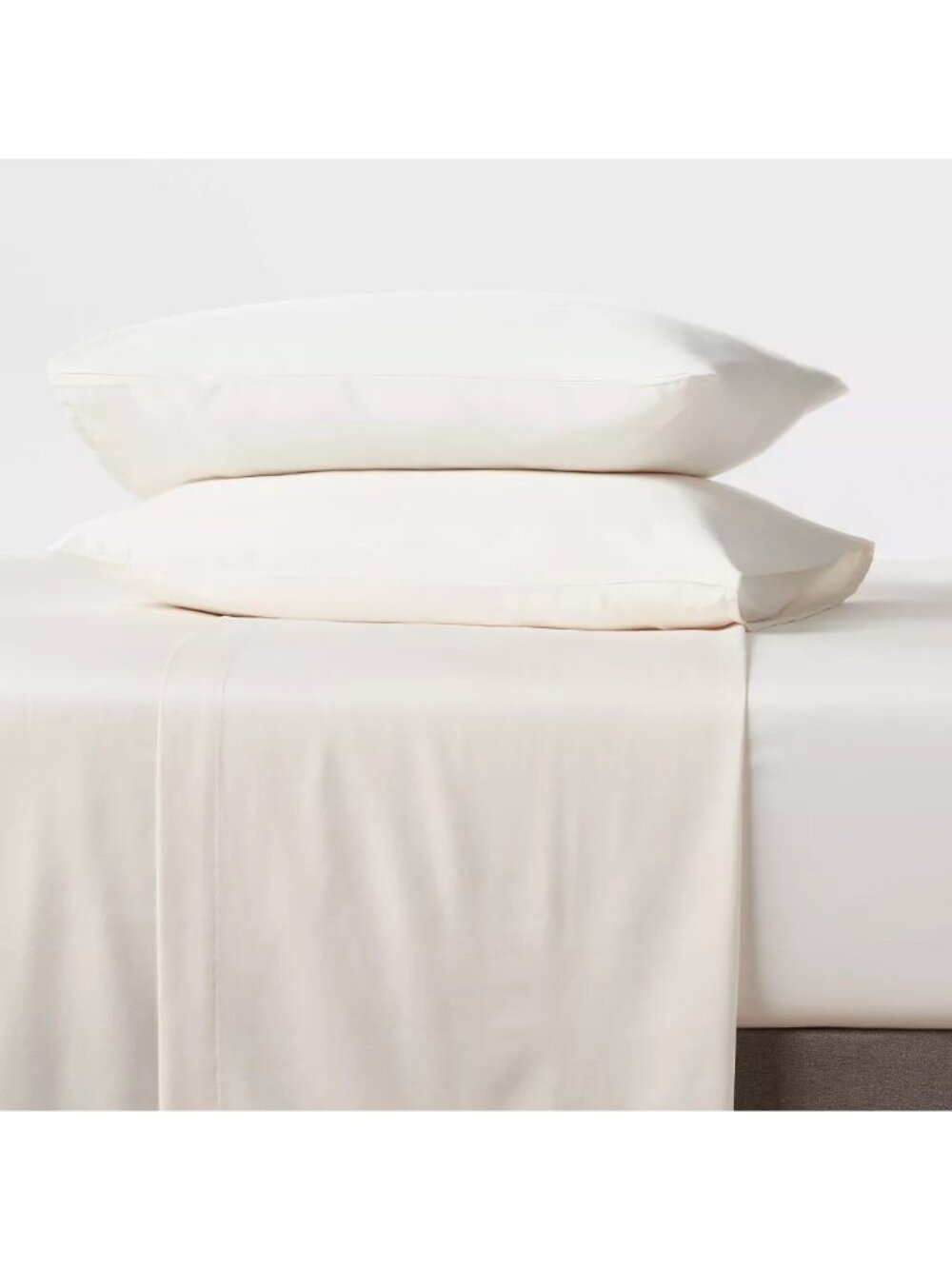 Room Essentials Full Size 100% Cotton Sateen Solid Ivory Color 4 Piece Sheet Set